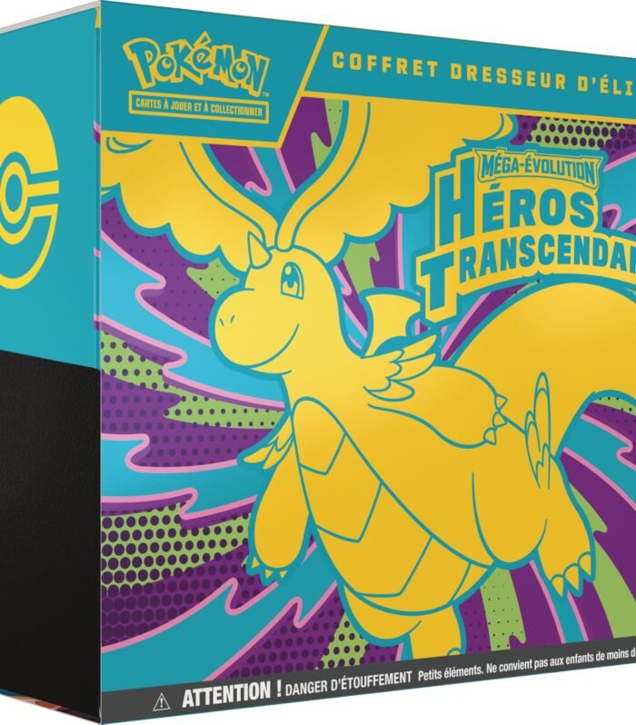 Pokémon : Coffret Dresseur d’élite Méga-Évolution – Héros Transcendants (1 Carte Promo entièrement illustrée, 9 boosters et des Accessoires de Jeu Premium)
